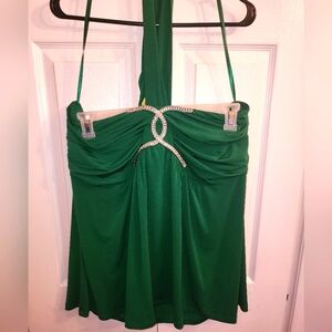 🌻NWT!! Lane Bryant emerald Green halter top with jeweled embellishment